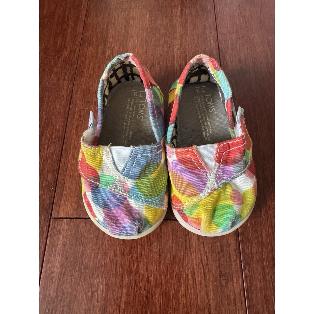 Toms Baby ‎ Shoes Circles Dots Blue Orange Yellow Green T3